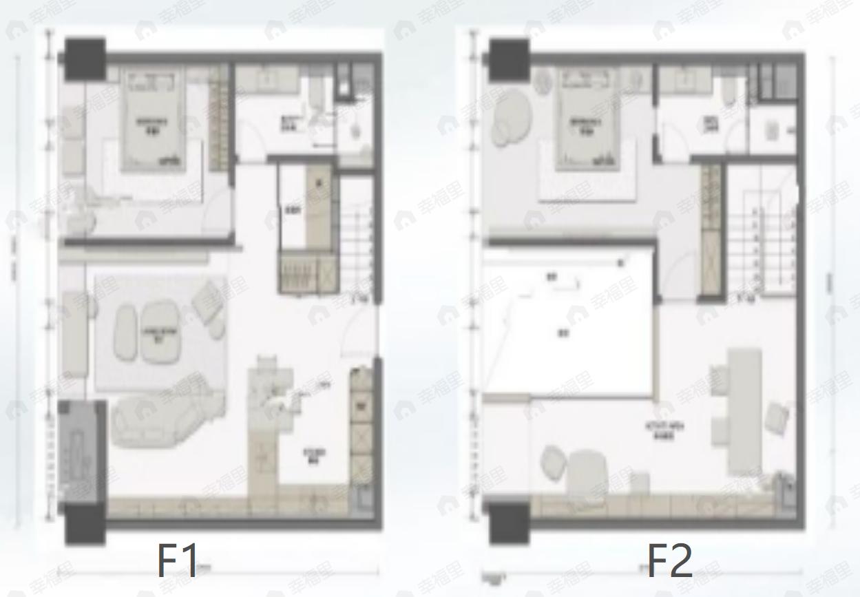 2室3厅2卫建面100平东|西户型图