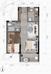 方圆豪美云山诗意2室1厅1卫户型图