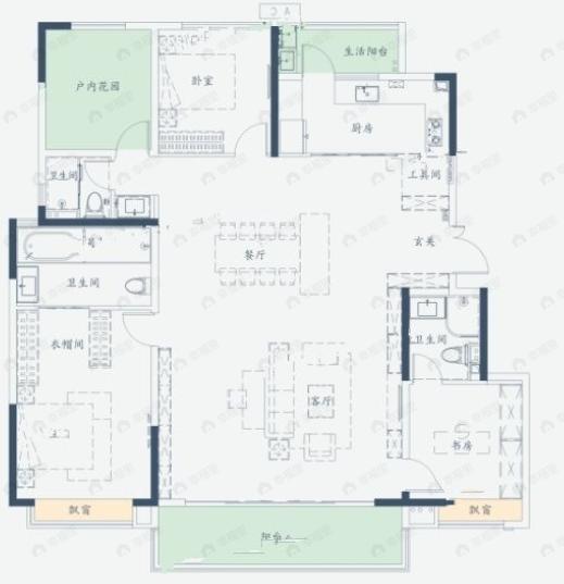 长沙泷悦长安4室2厅3卫户型图
