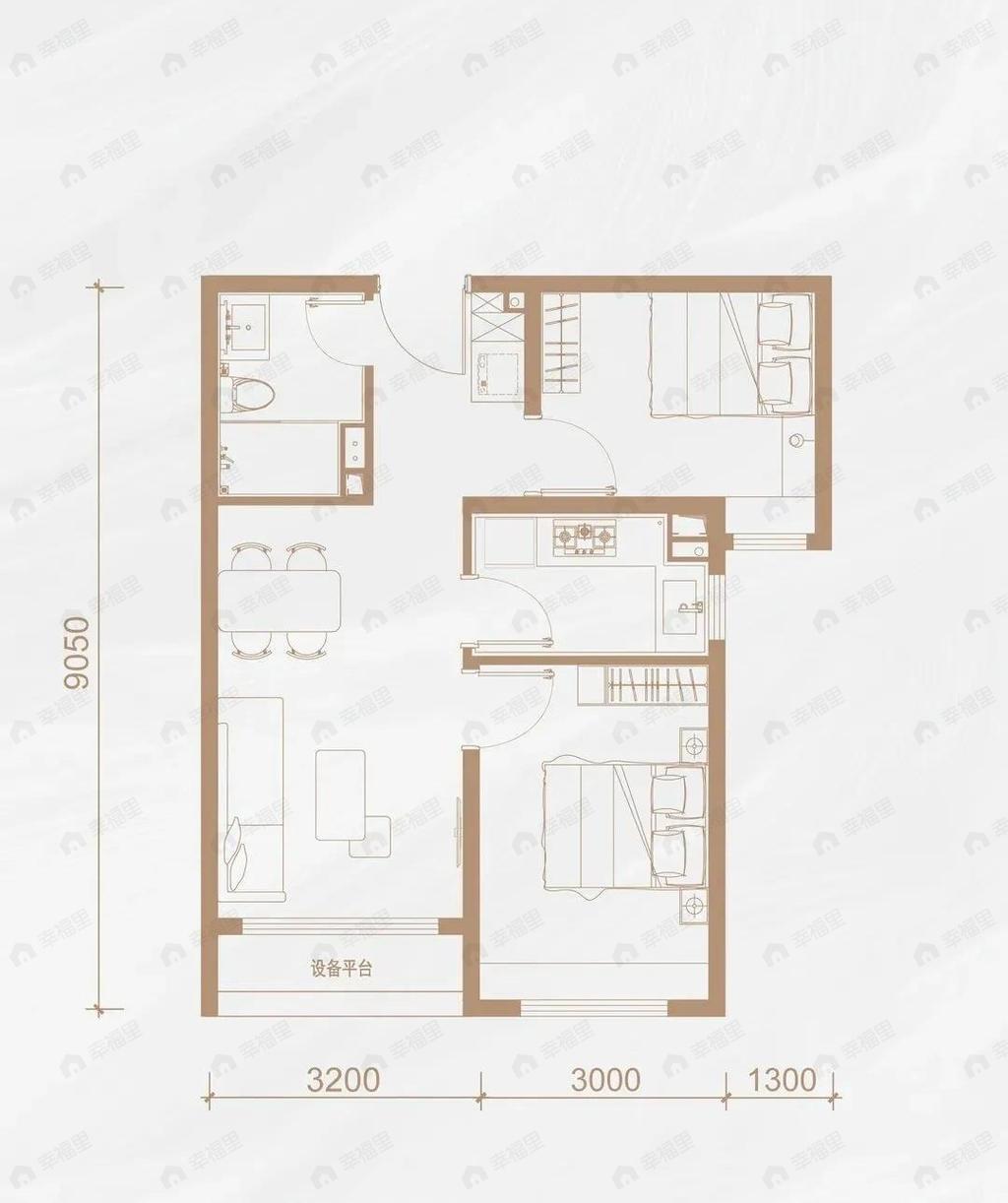 德贤华府2室2厅1卫户型图