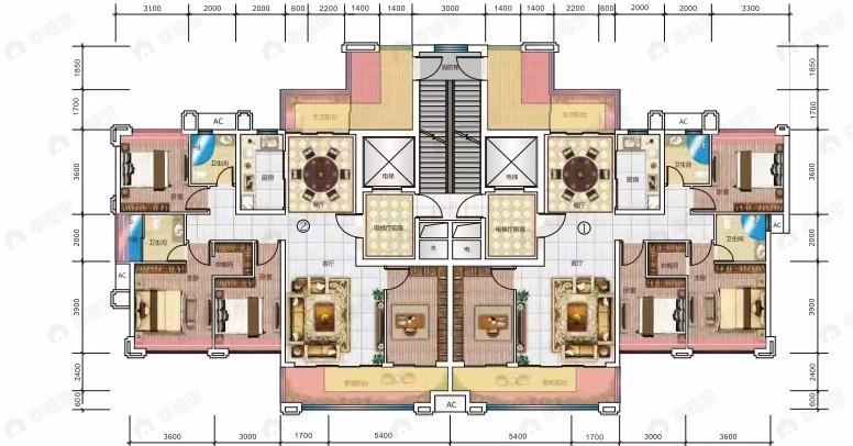 4室2厅2卫建面145平户型图