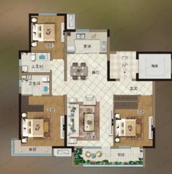 公元景樾公馆3室2厅2卫户型图