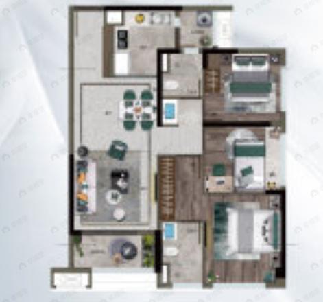 阳光城檀府3室2厅2卫户型图