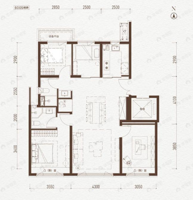 西红门橡树湾三期4室2厅2卫户型图