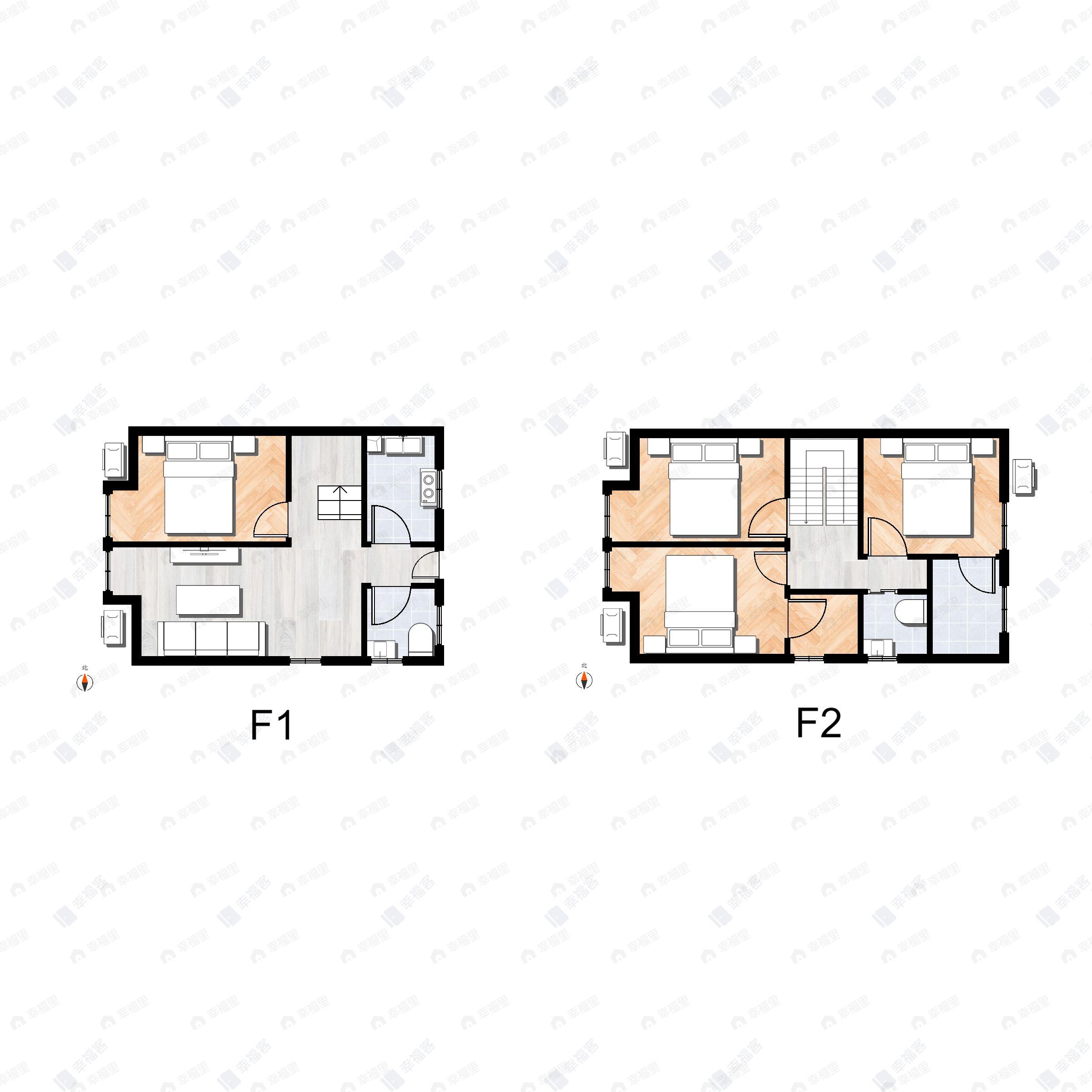 4室1厅2卫建面60平西户型图