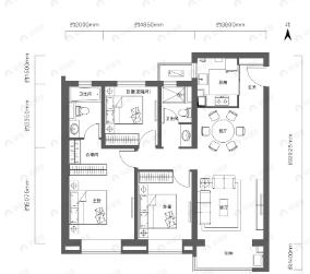 旭辉国宸府3室2厅2卫户型图