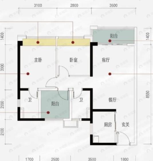 蓝光碧桂园锦泷湾3室2厅2卫户型图