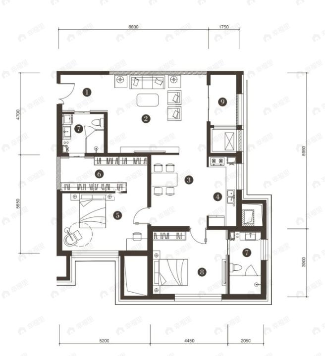 华纳豪园四六期2室2厅2卫户型图