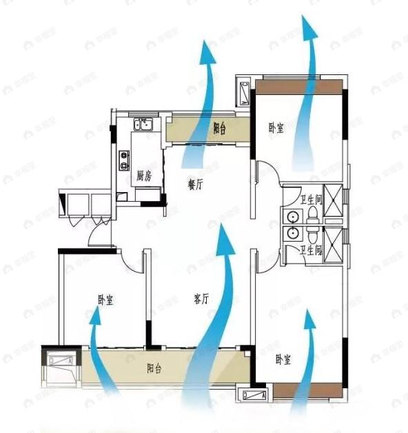 中海万锦公馆3室2厅2卫户型图