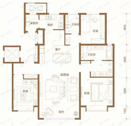 农垦含章雅著3室2厅2卫户型图