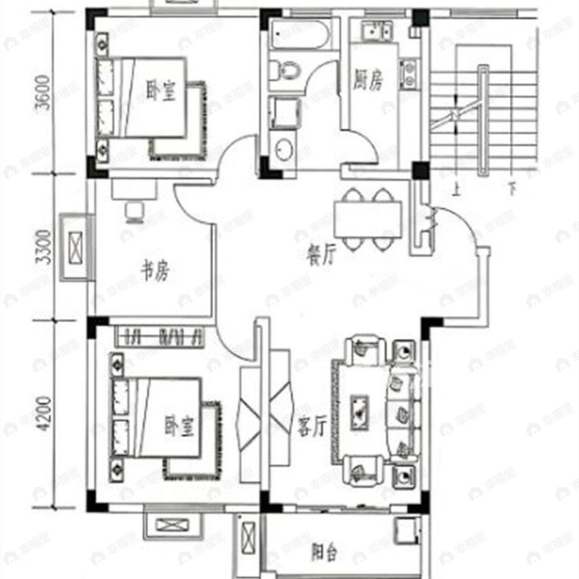 淳东花园3室2厅1卫户型图
