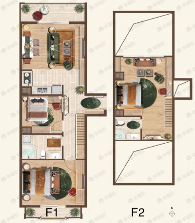 月亮河七星公馆3室1厅1卫户型图