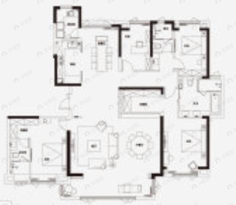 美联五福路1号4室3厅3卫户型图