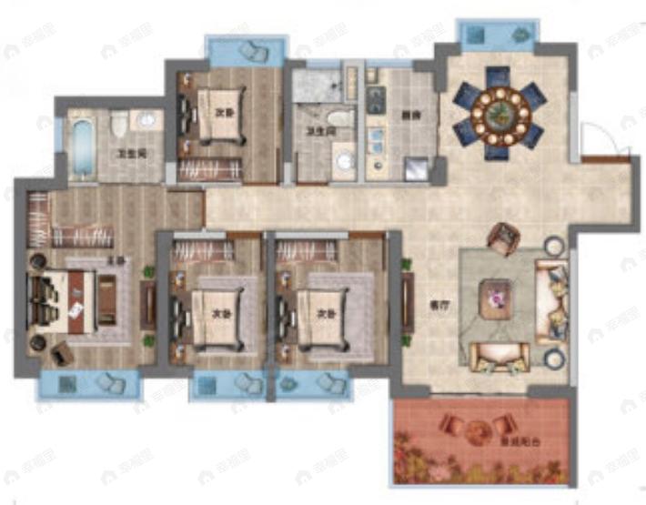 金科泰玺云麓書苑4室2厅2卫户型图