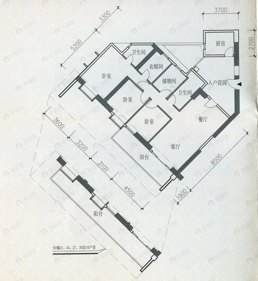 4室2厅1卫建面176平户型图