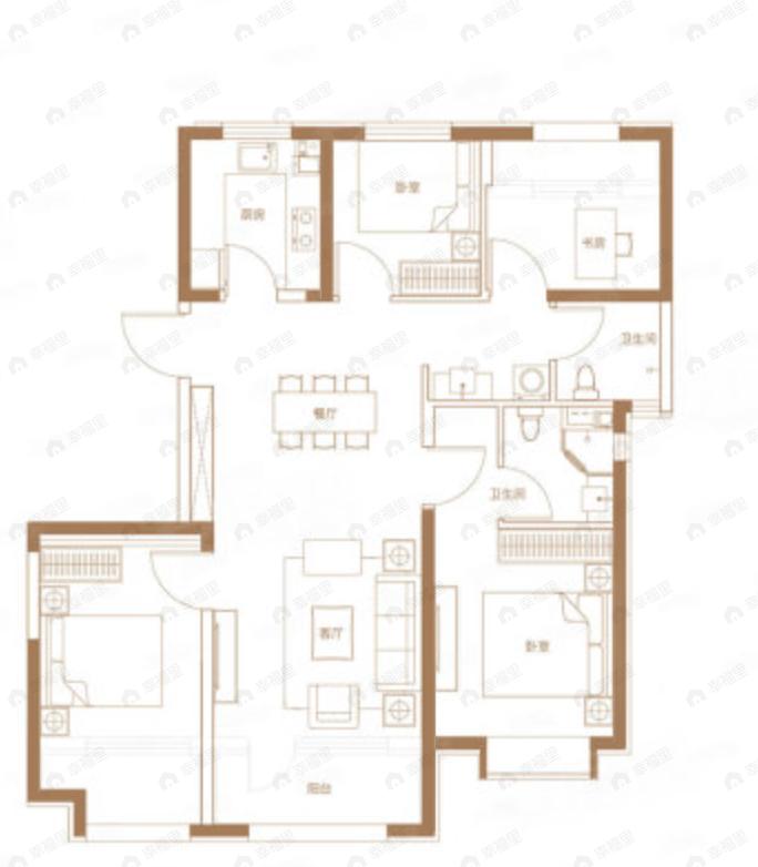 北京建工璟玥林汐4室2厅2卫户型图