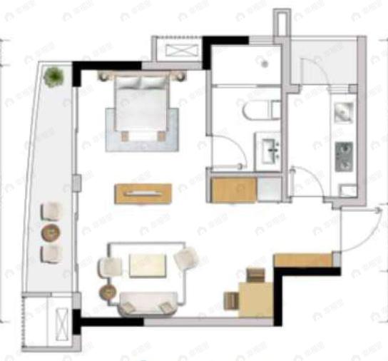 梦享春山可望1室1厅1卫户型图
