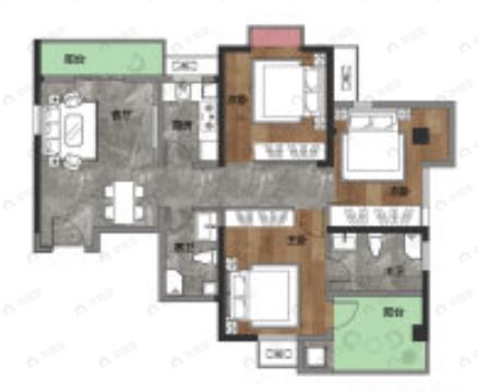 华生澜岸公馆3室2厅2卫户型图