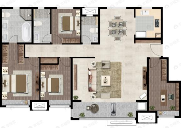 中骏世界城4室2厅3卫户型图