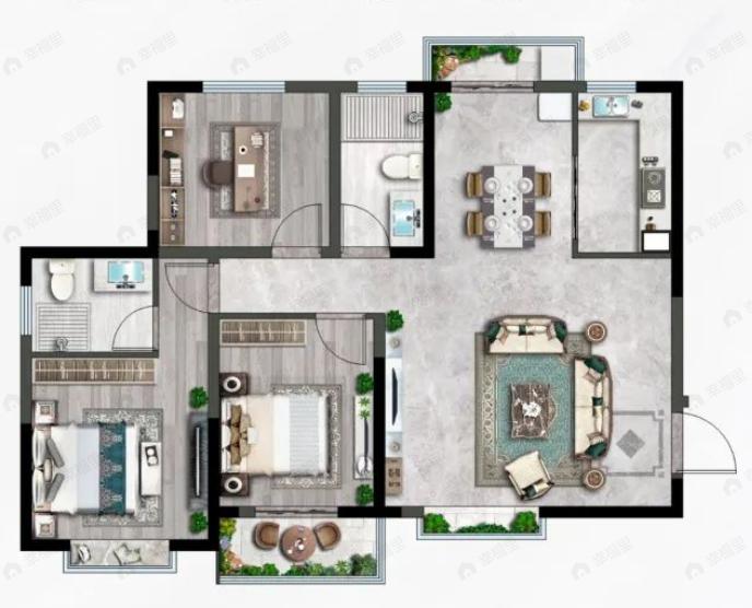 隆源国际城3室2厅2卫户型图