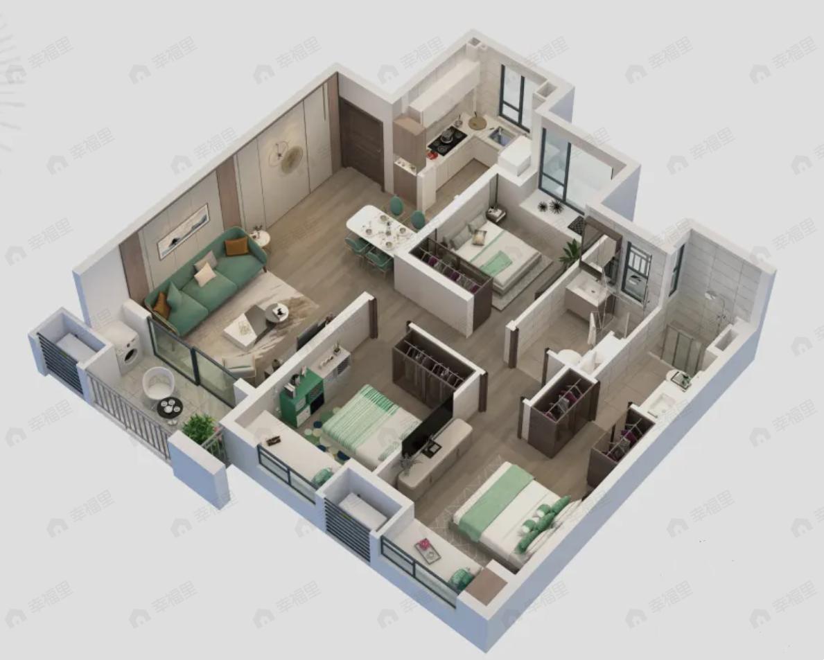 华发未来城3室2厅2卫户型图