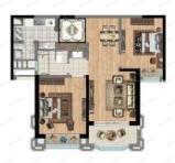 洋江唐顿公馆2室2厅1卫户型图