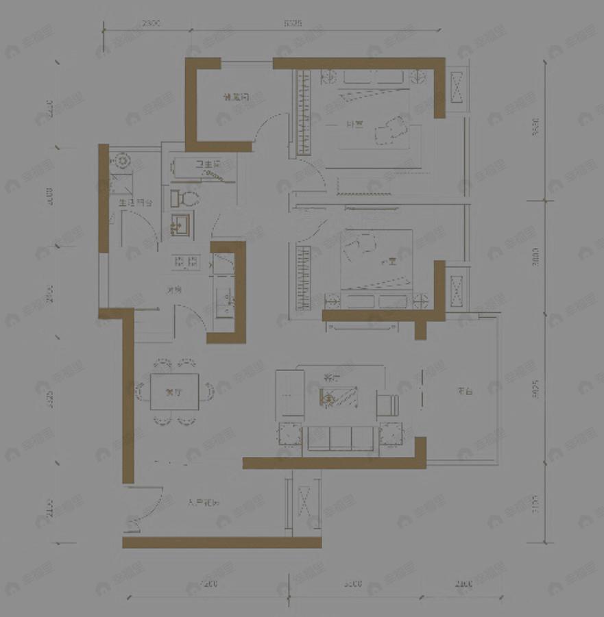 长嘉汇一期2室2厅1卫户型图
