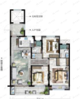 华董璞丽湾3室2厅2卫户型图