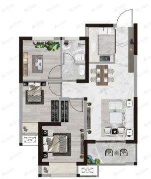 绿博福苑3室2厅1卫户型图