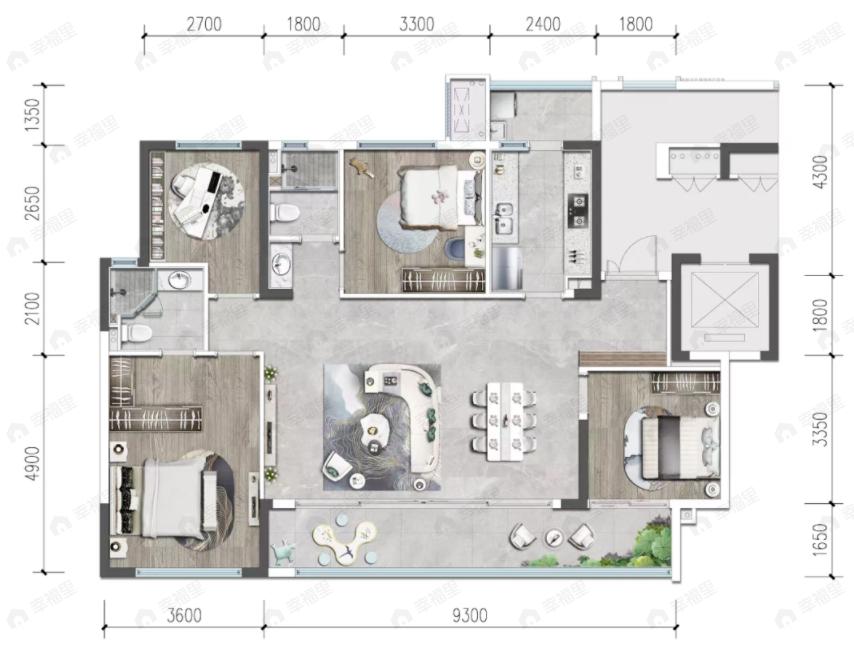 交投善成电建天合玖玺4室2厅2卫户型图