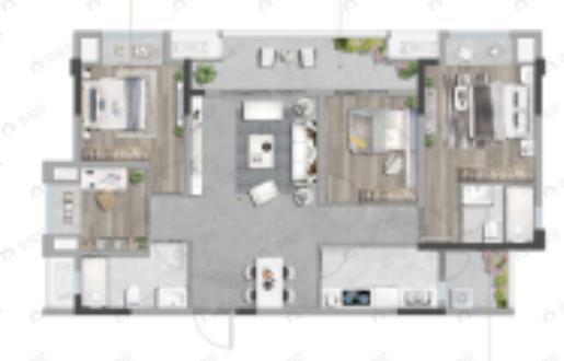 绿地听江左岸4室2厅2卫户型图