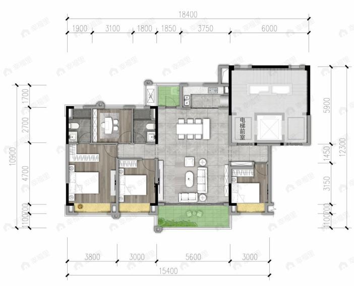 国贸锦原4室2厅2卫户型图