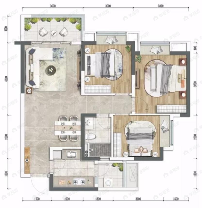 同森锦逸名邸3室2厅1卫户型图