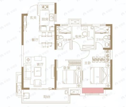 江印3室2厅2卫户型图