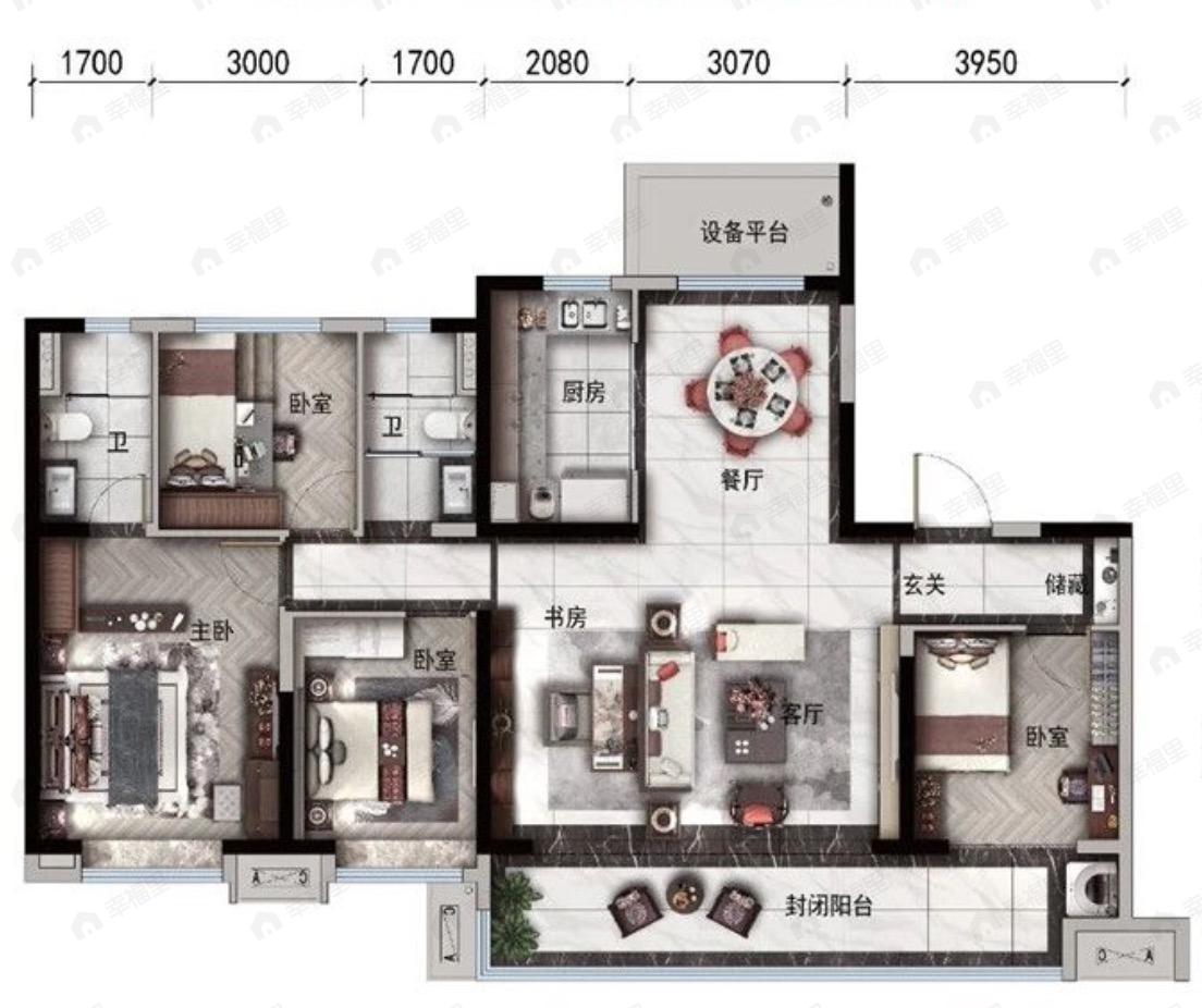兰州碧桂园文璟城4室2厅2卫户型图