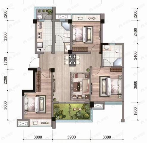 三郎国际旅游度假区御山3室2厅2卫户型图