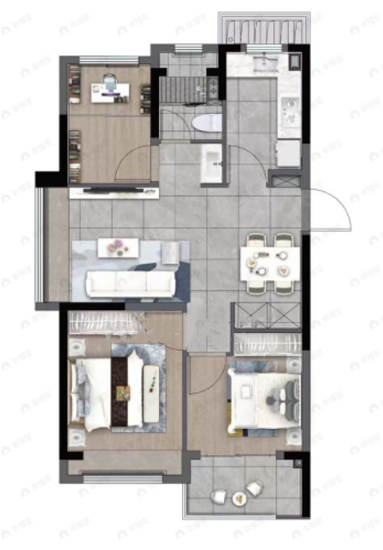 国贸鹭原3室2厅1卫户型图