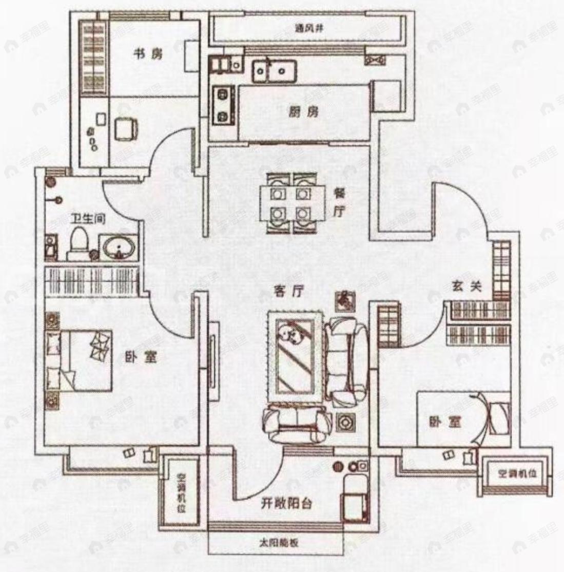 长青华苑书香里3室2厅1卫户型图