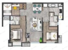 环东金茂悦云湾3室2厅2卫户型图