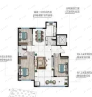 君临天下3室2厅2卫户型图