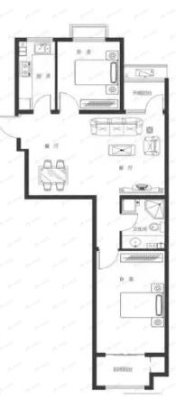 大都汇玺元2室2厅1卫户型图