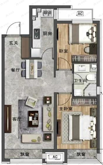 美悦府2室2厅1卫户型图