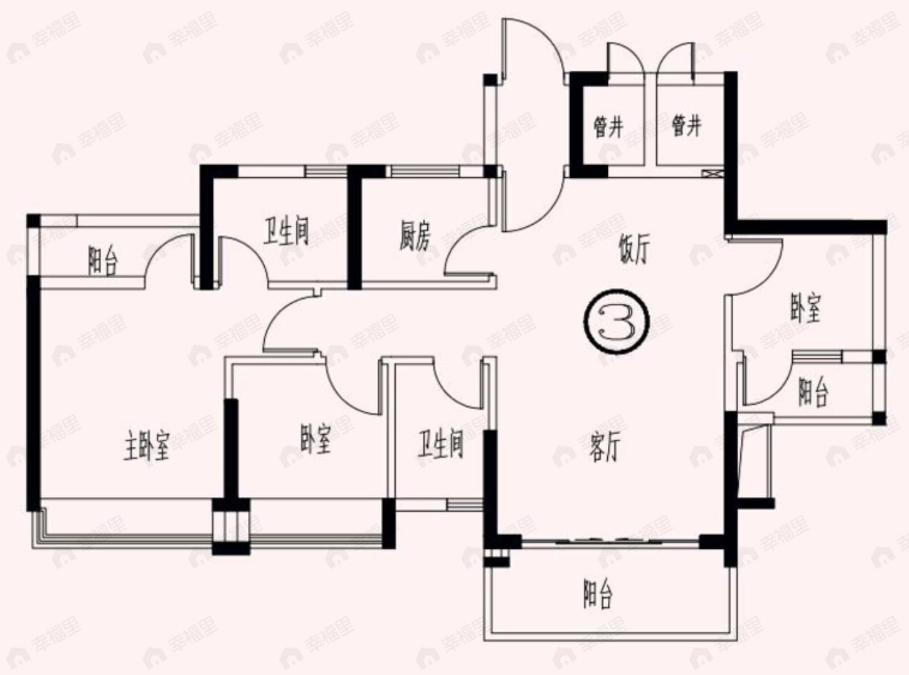 丽鸿丽悦轩3室2厅2卫户型图