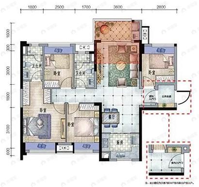 美的桂畔君兰4室2厅2卫户型图