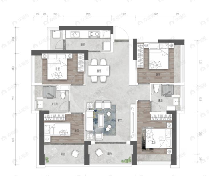 富基云珑府4室2厅2卫户型图