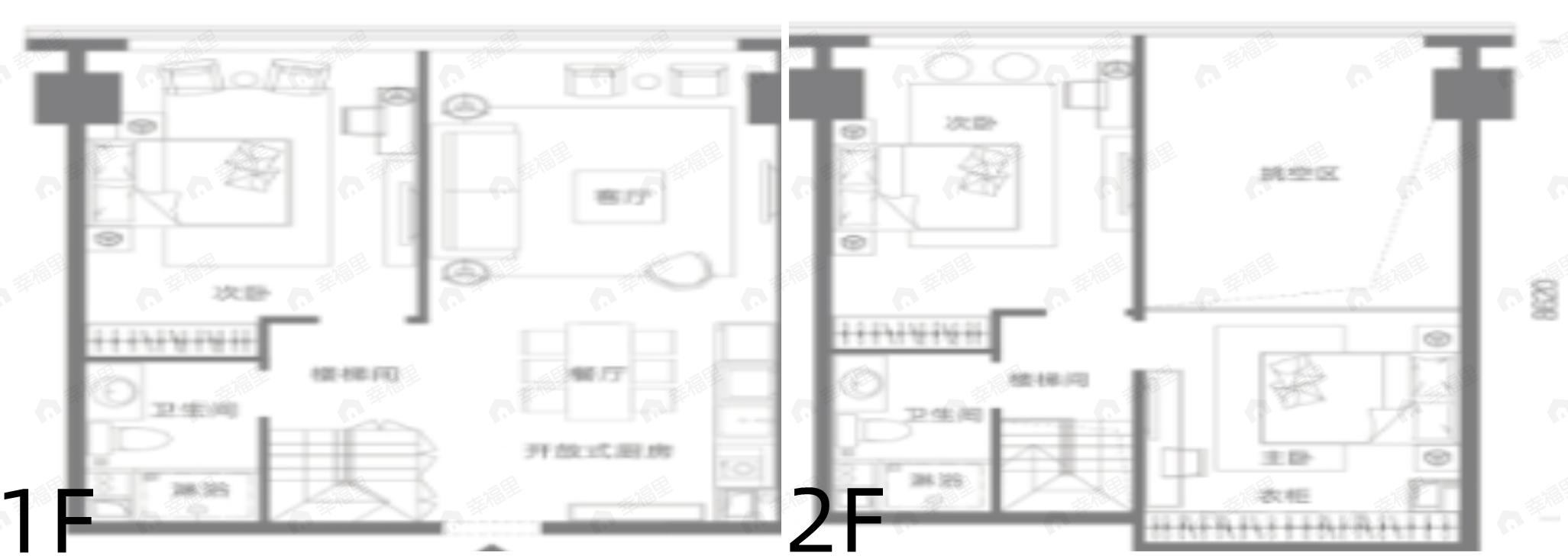 3室2厅2卫建面82平南|北户型图