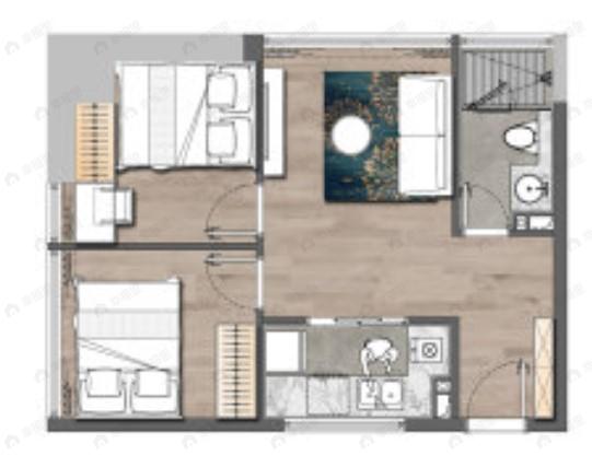 钜益1002室1厅1卫户型图