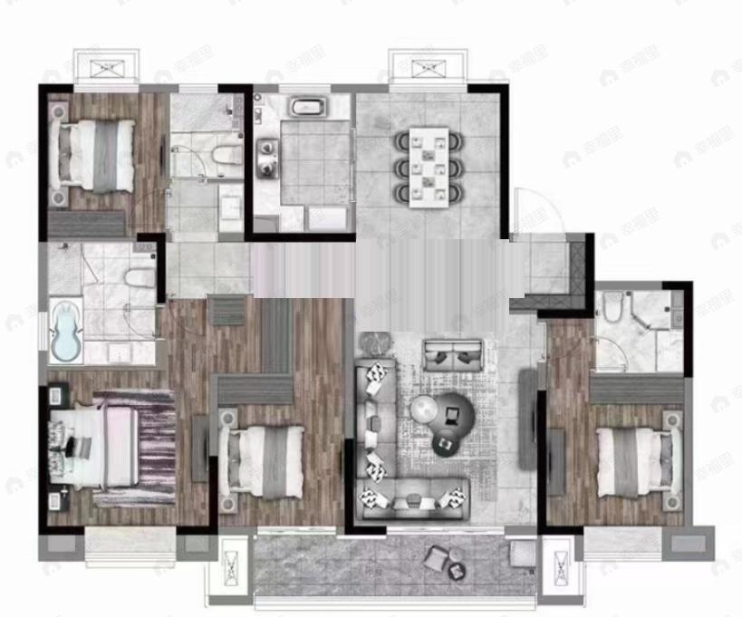 绿地淮海国博城4室2厅3卫户型图