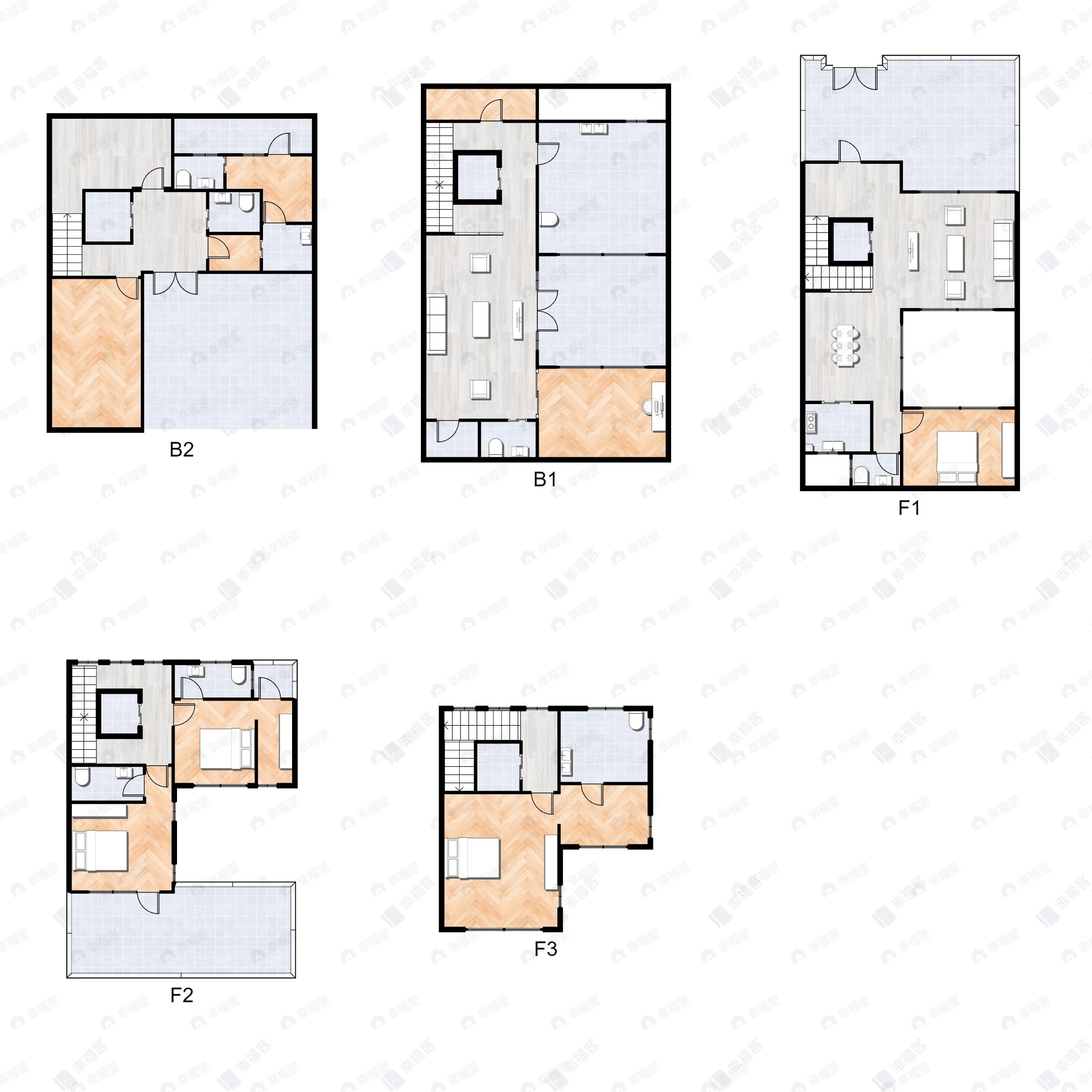 4室3厅8卫建面379m²北|南户型图