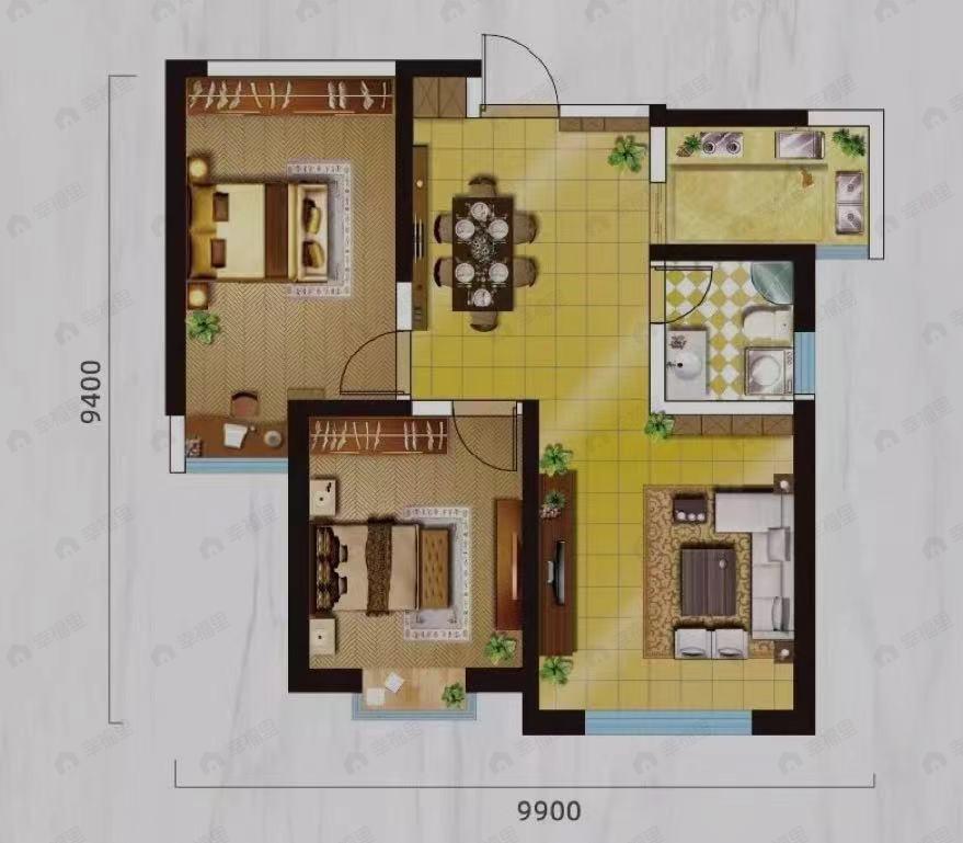 牡丹小镇2室2厅1卫户型图